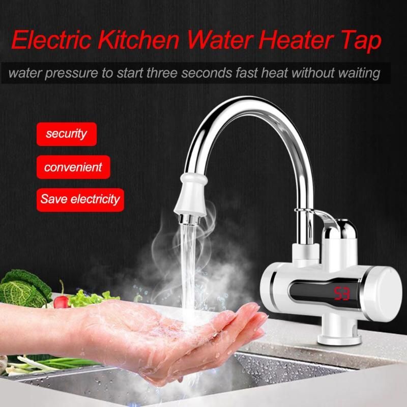 220v Digital Display Electric Water Heater Tap Kitchen Instant Hot Water Faucet Heater Cold Heating Faucet Tankless Instantaneou