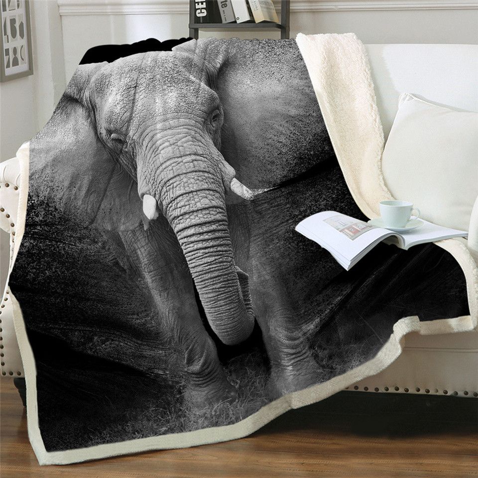 Elephant Sherpa Throw Blanket 3D Printed Animal Bedspread ...