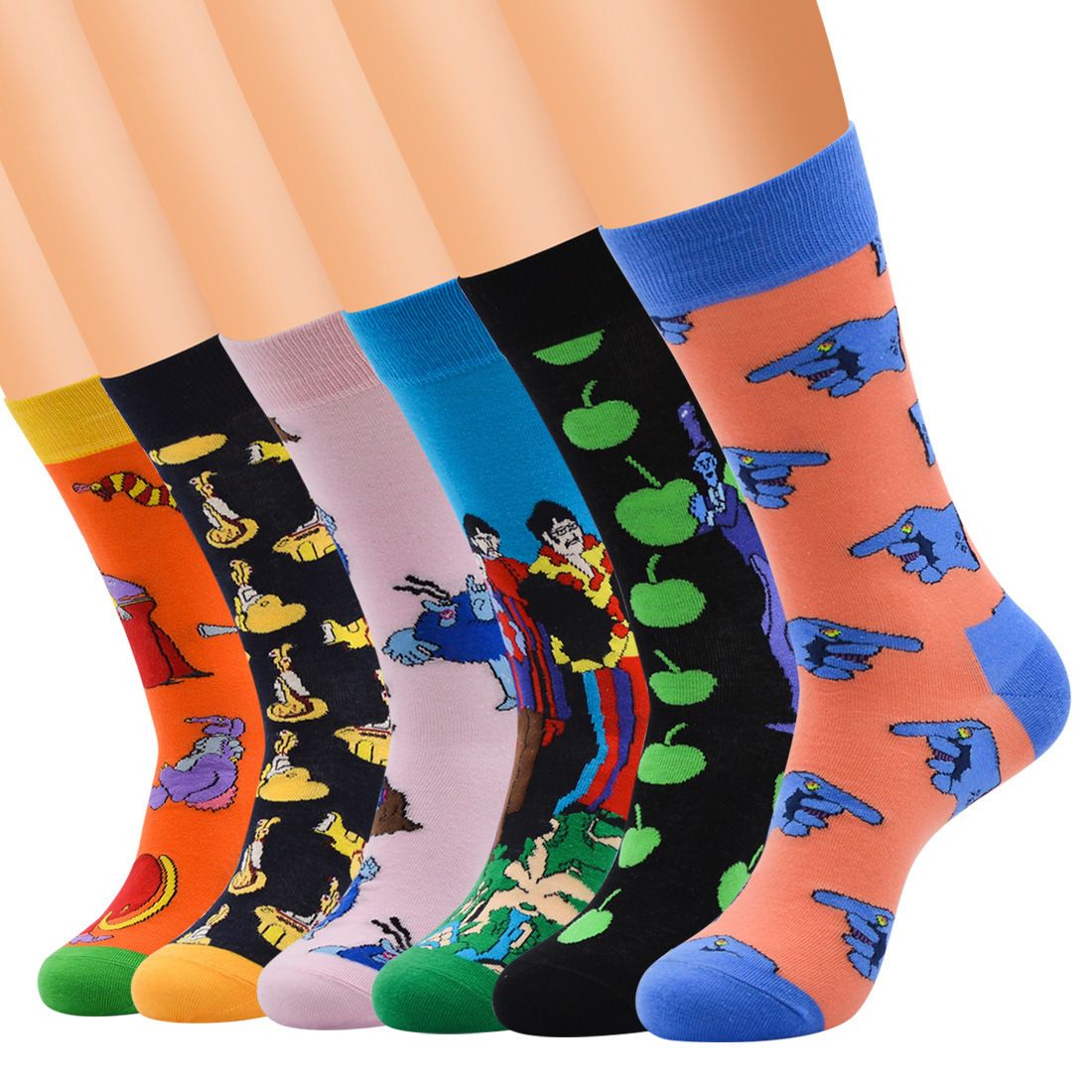 2021 6 Style Cool Men Novelty Funny Socks Interesting Pattern Combed Cotton Colorful Happy Socks