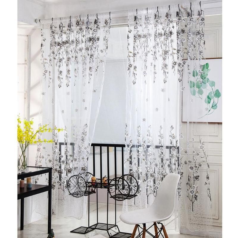 Window Curtains Plum Print Sheer Voile Tulle For Bedroom Window Curtains Plum Print Sheer Voile Tulle For Bedroom Living Room Screen Balcony Home Decoration 1mx2m Purple