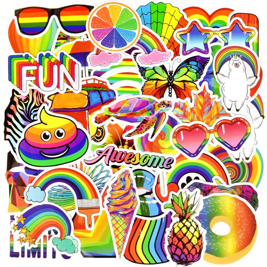 Waterproof Colorful Style Stickers Toys For Kids Rainbow Decals For