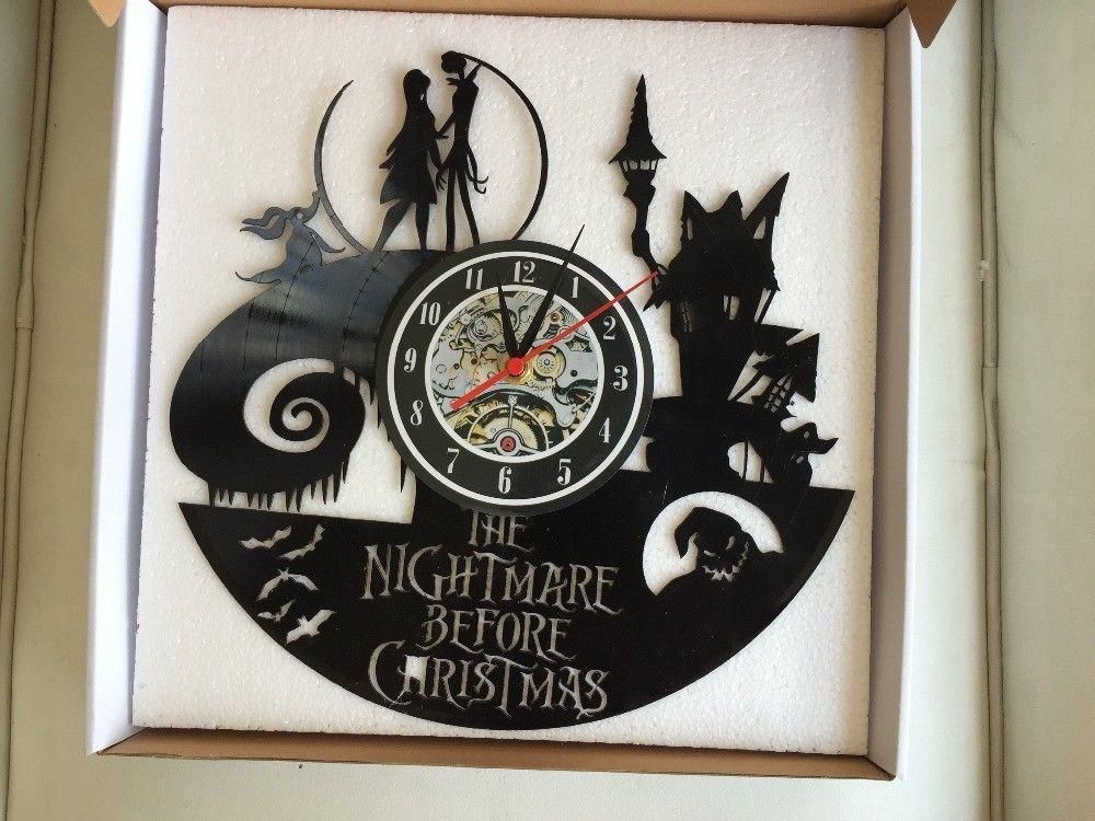 Vinyl Record Wall Clock The Nightmare Before Christmas Jack And Sally