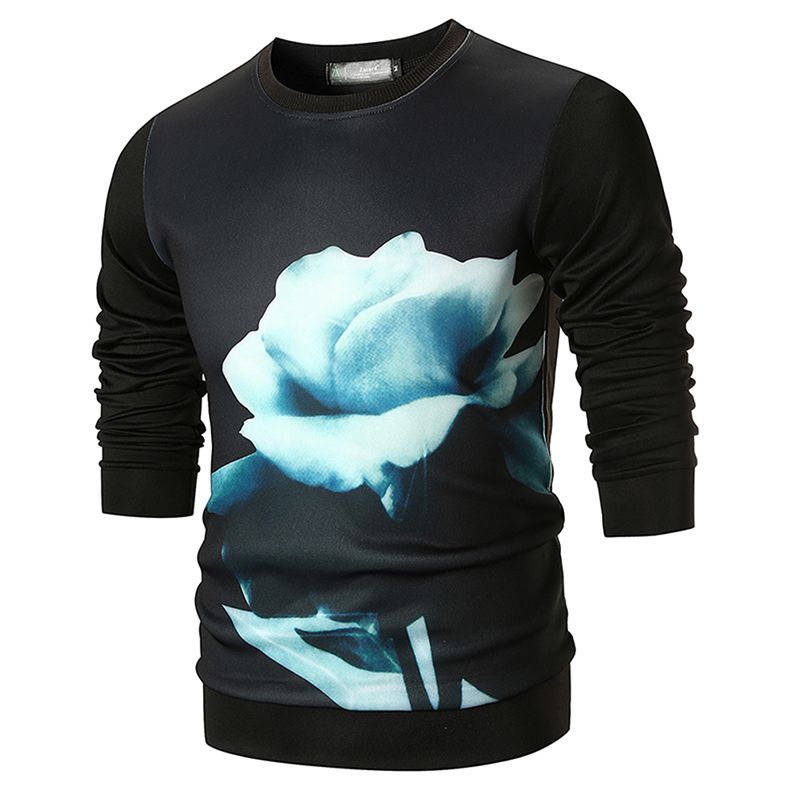 Fleur 3d Imprimer Noir Blanc Couleurs Automne Vêtements M 3xl Hoodies Pull Men Casual
