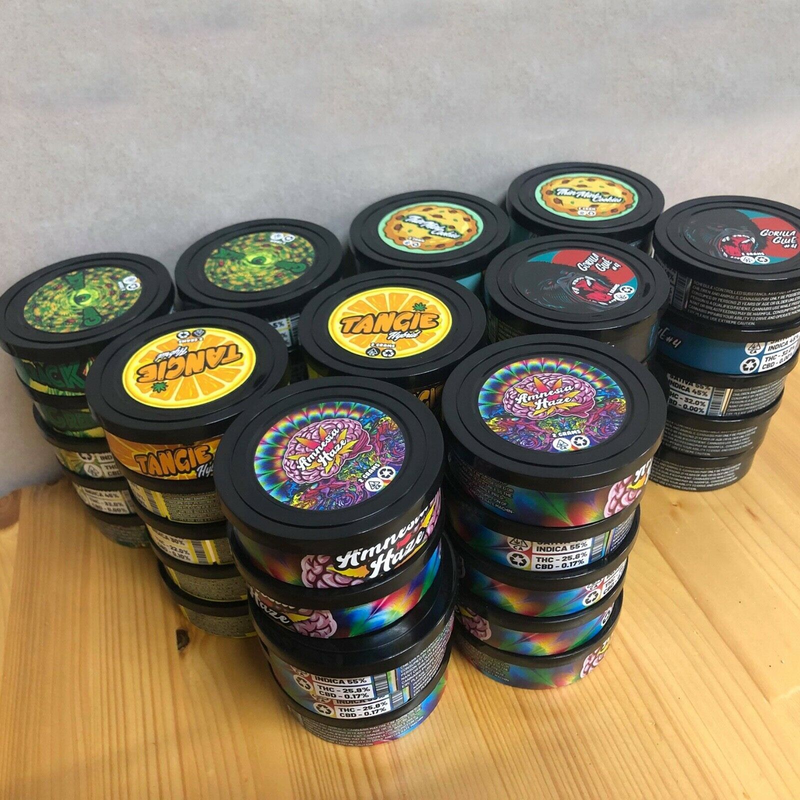 2020 Disco Biscuits Cali Pressitin Tin Cans With 20type Stickers Self Seal Tin Box Blue Dream ...