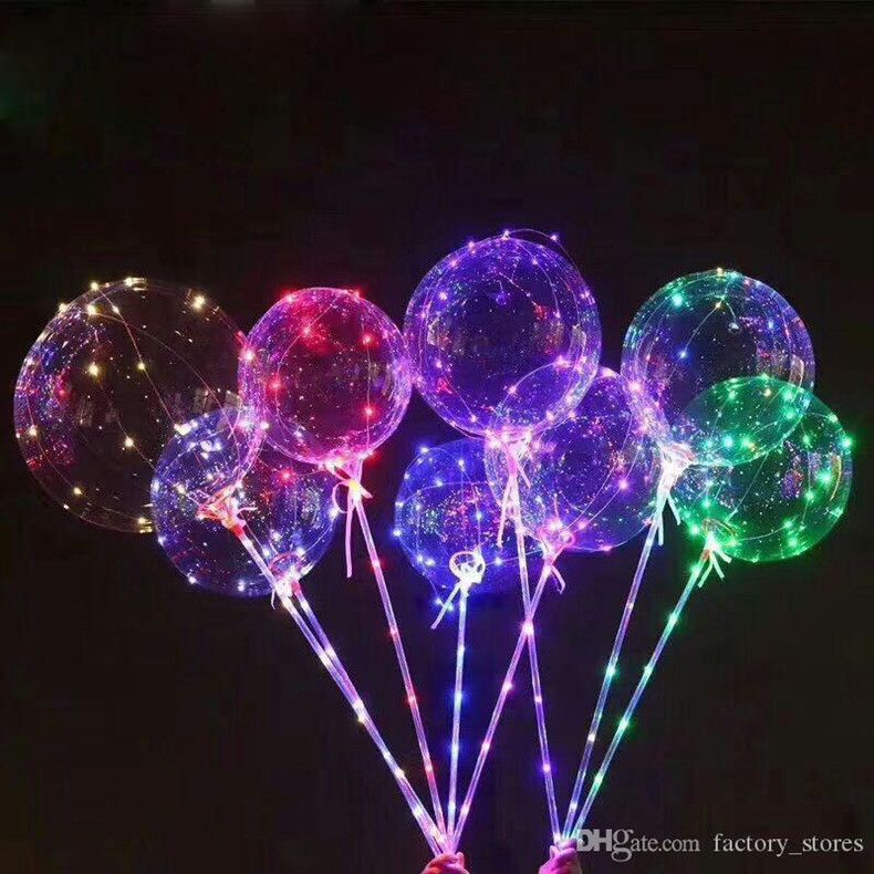 LED Light Luminous Balloon Transparent Flashing Balloons With Pole ...
