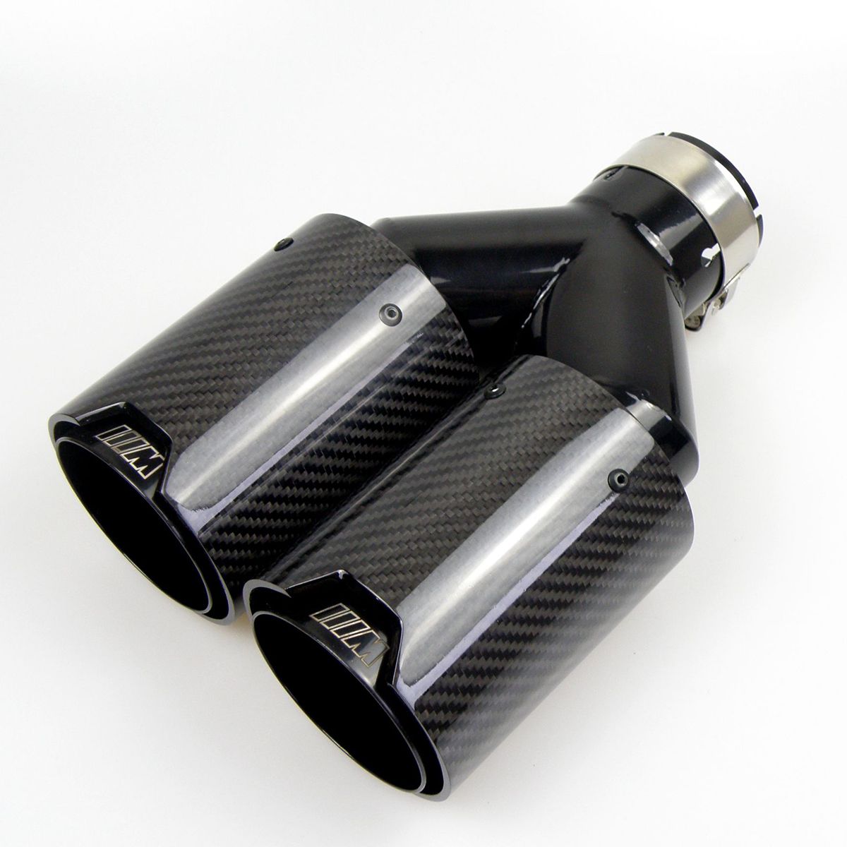 2019 Dual Carbon Fiber + Black Stainless Steel Universal M Performance Carbon Fiber Exhaust Tips