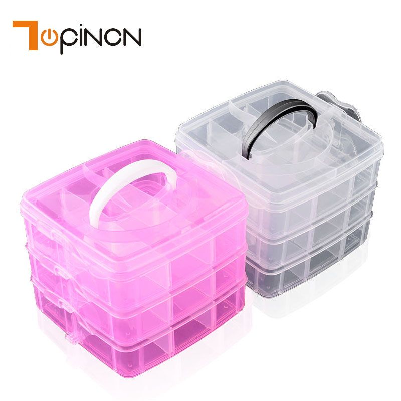 3 Layers Detachable Diy Desktop Storage Box Clear Plastic Jewelry Organizer Holder Cabinets For Beads Crafts