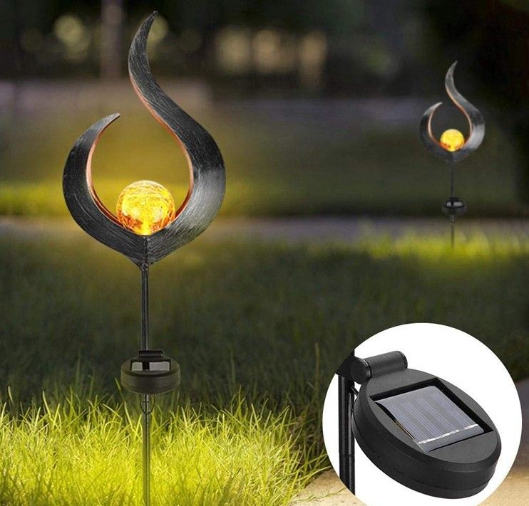 2020 Newest Soalr Flame Light Solar Powered Metal LED Garden Light Outdoor Flame Effect Feature