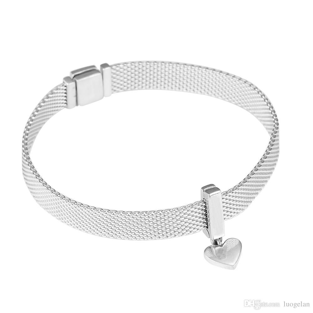 2018 Autunno 925 gioielli in argento Sterling Riflessioni Clips Floating cuore Beads Charm Fits gioielli Pandora collana dei braccialetti le donne