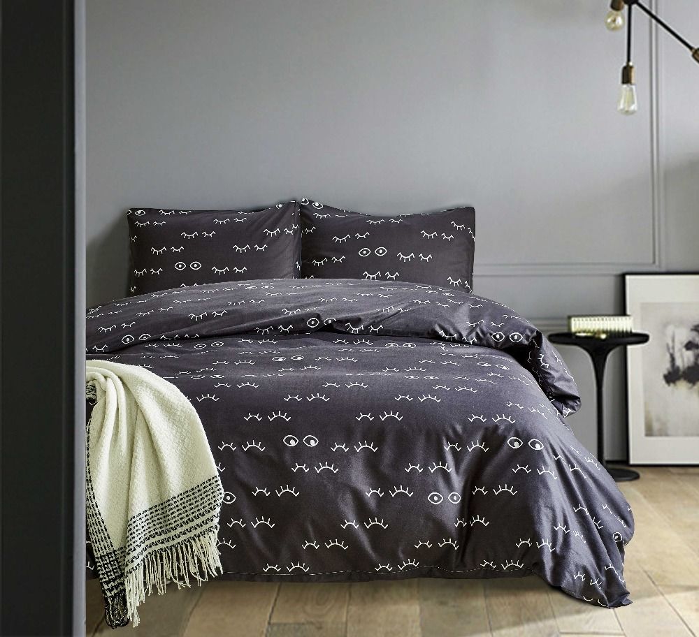Dark Color Twin Queen King Double Duvet Cover Sets Microfiber Dark Color Twin Queen King Double Duvet Cover Sets Microfiber Bedding Set Eyebrow And Eyes Quilt Fl Purple From Jasm