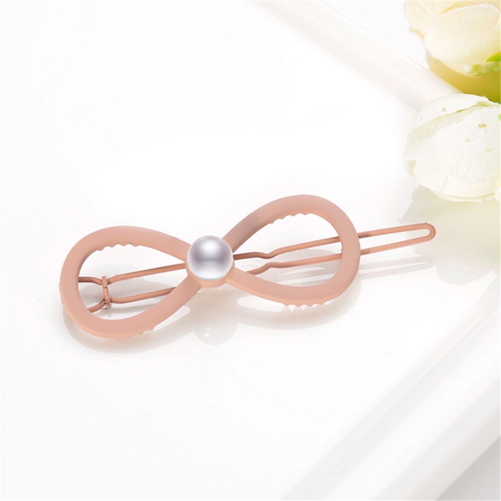 Fashion Candy Color Bowknot Hairpins Women Girls Pearl Hair Clips