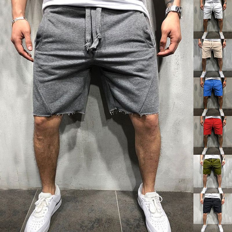 2021 Men Cotton Shorts Streetwear Wild Style Solid Color Loose Hip Hop ...
