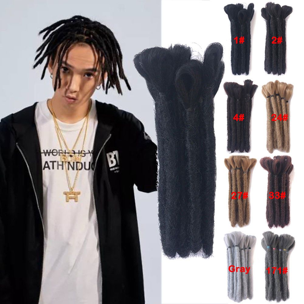 Dreads Short Handmade Dreadlocks 15CM,30CM Black Hair Extensions Reggae Hair Hip,Hop Style Synthetic Braiding Hair For Men