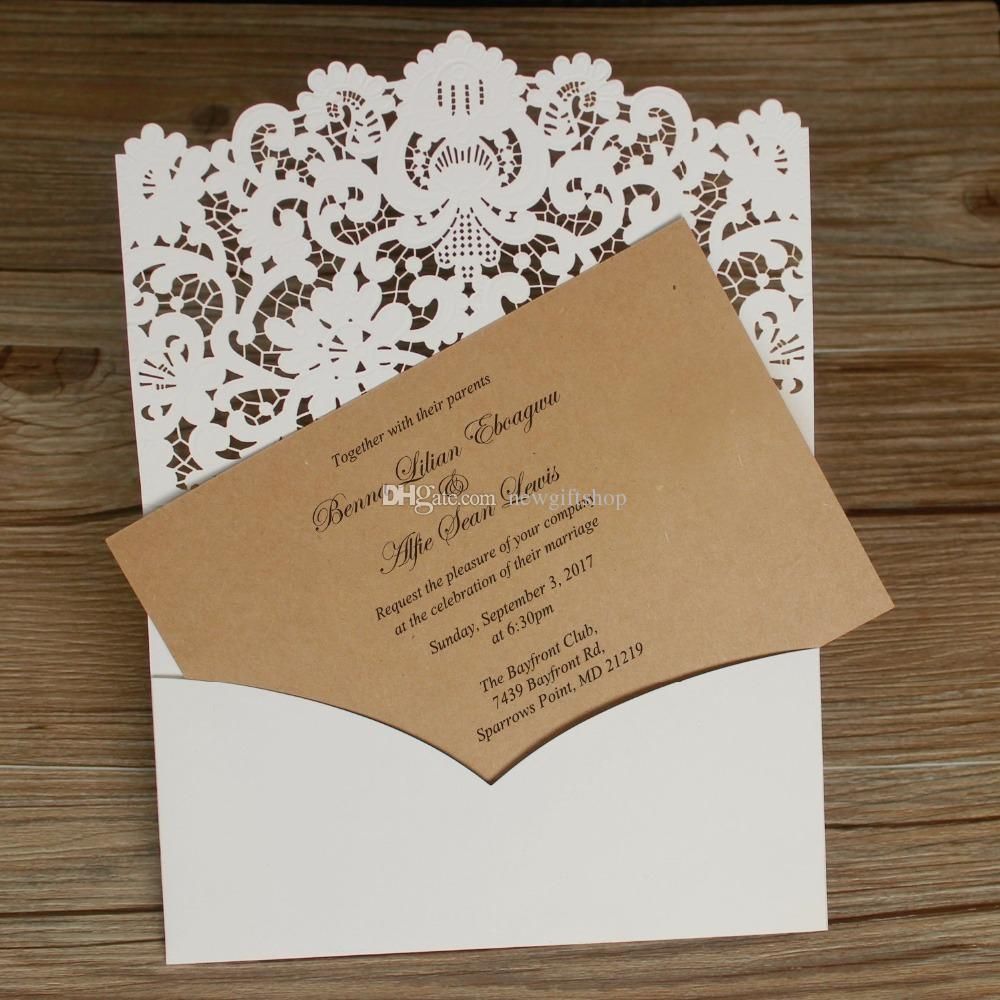3d Embossed Flower Shimmy Laser Cut Wedding Invitations Set Rustic