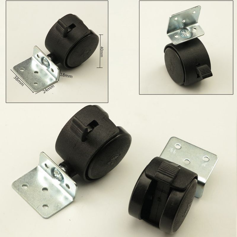 2020 Black Plastic 1.5'' Corner Brackets Swivel Casters Office Furniture Chair Universal Pp