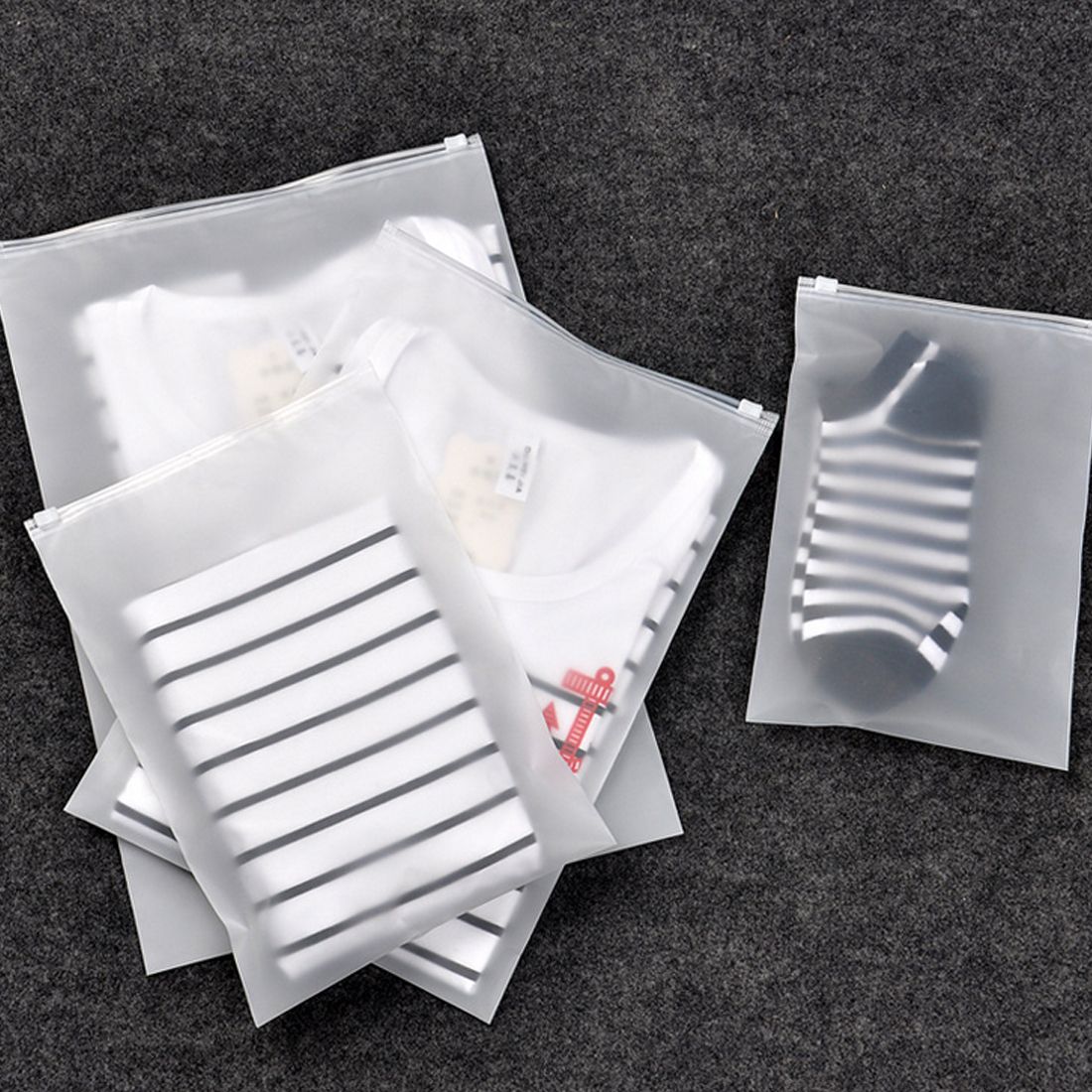 2019 Zipper Clothing Bag Two Side Frosted Packing Zipper Bag