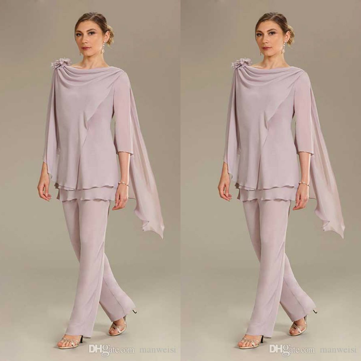 2020 Ursula Mother Of The Bride Pant Suits Chiffon Long