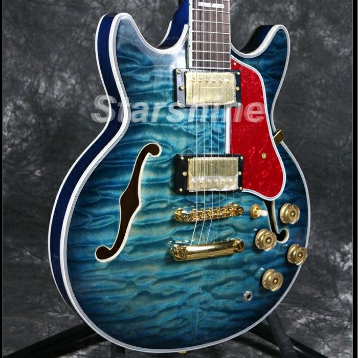 Starshine High Quality Semi Hollow Body Electric Guitar Gold Hardware