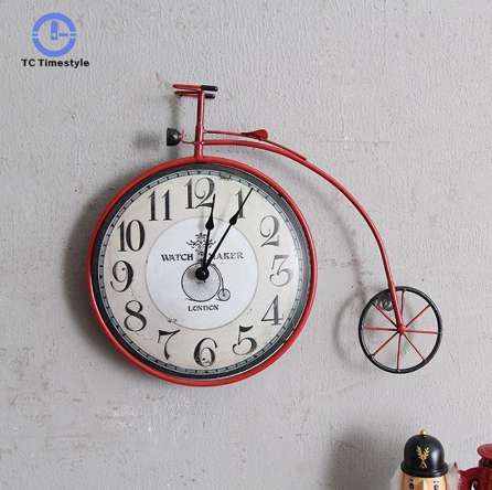 Bicycle Wall Clock Retro American Country Living Room Bedroom Bicycle Wall Clock Retro American Country Living Room Bedroom Personalized Decoration Clocks New Arrival Hanging Watch Kids