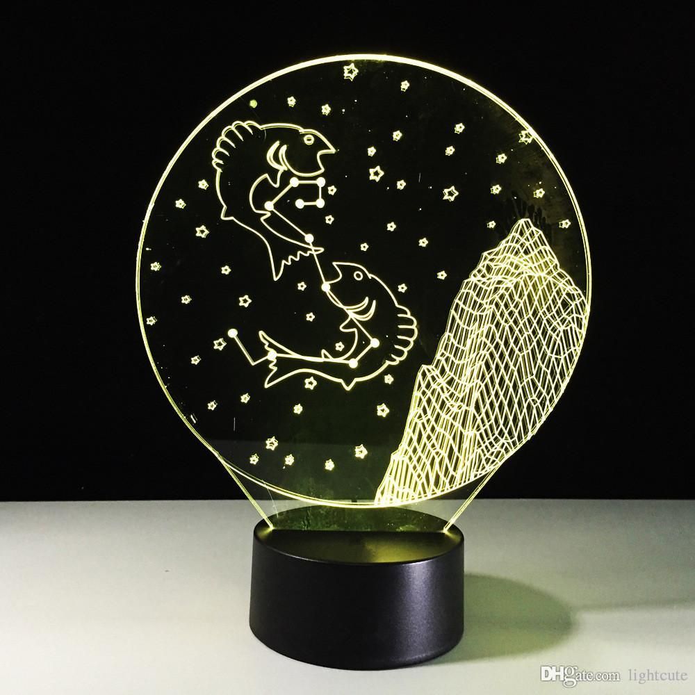 2021 3D LED Lamp Bedroom Constellation Starry Pisces Night Light Led