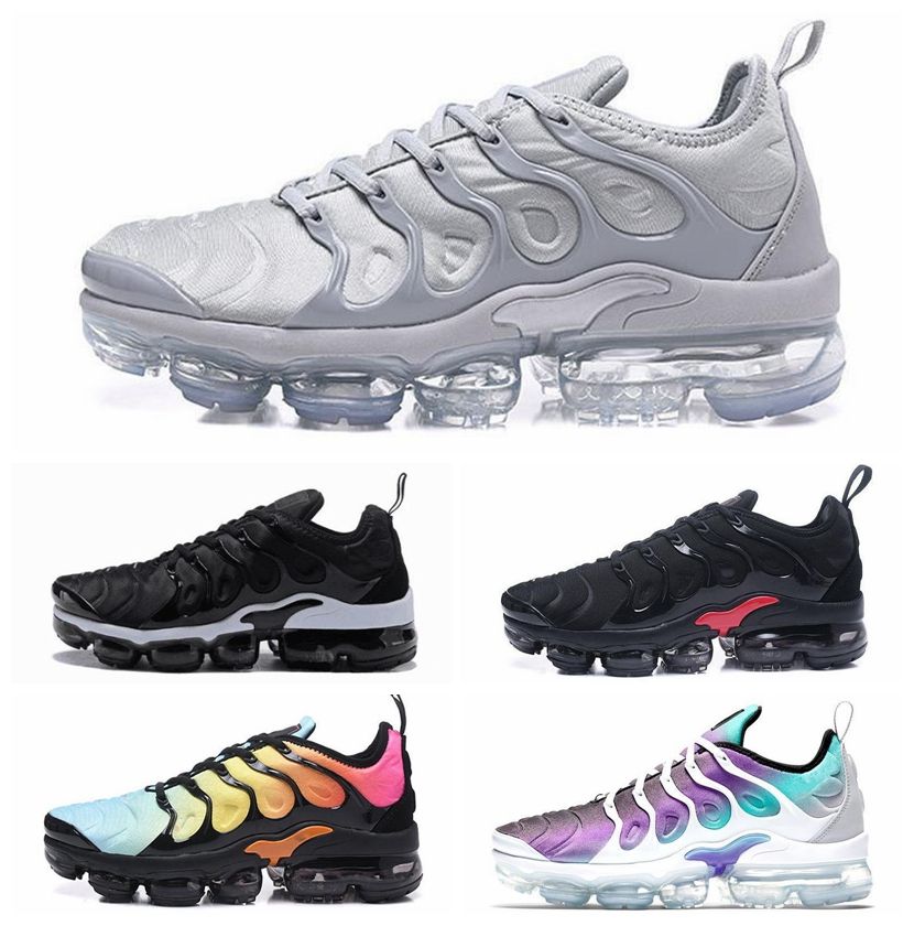 2019 TN Plus Men Running Shoes Triple Black White Sunset Photo Blue Wolf Grey USA Designer Shoes Sport Sneakers Trainers 36 45 Cheapest Women's Nike Free 4.0 V2 Running Shoes Wolf Grey