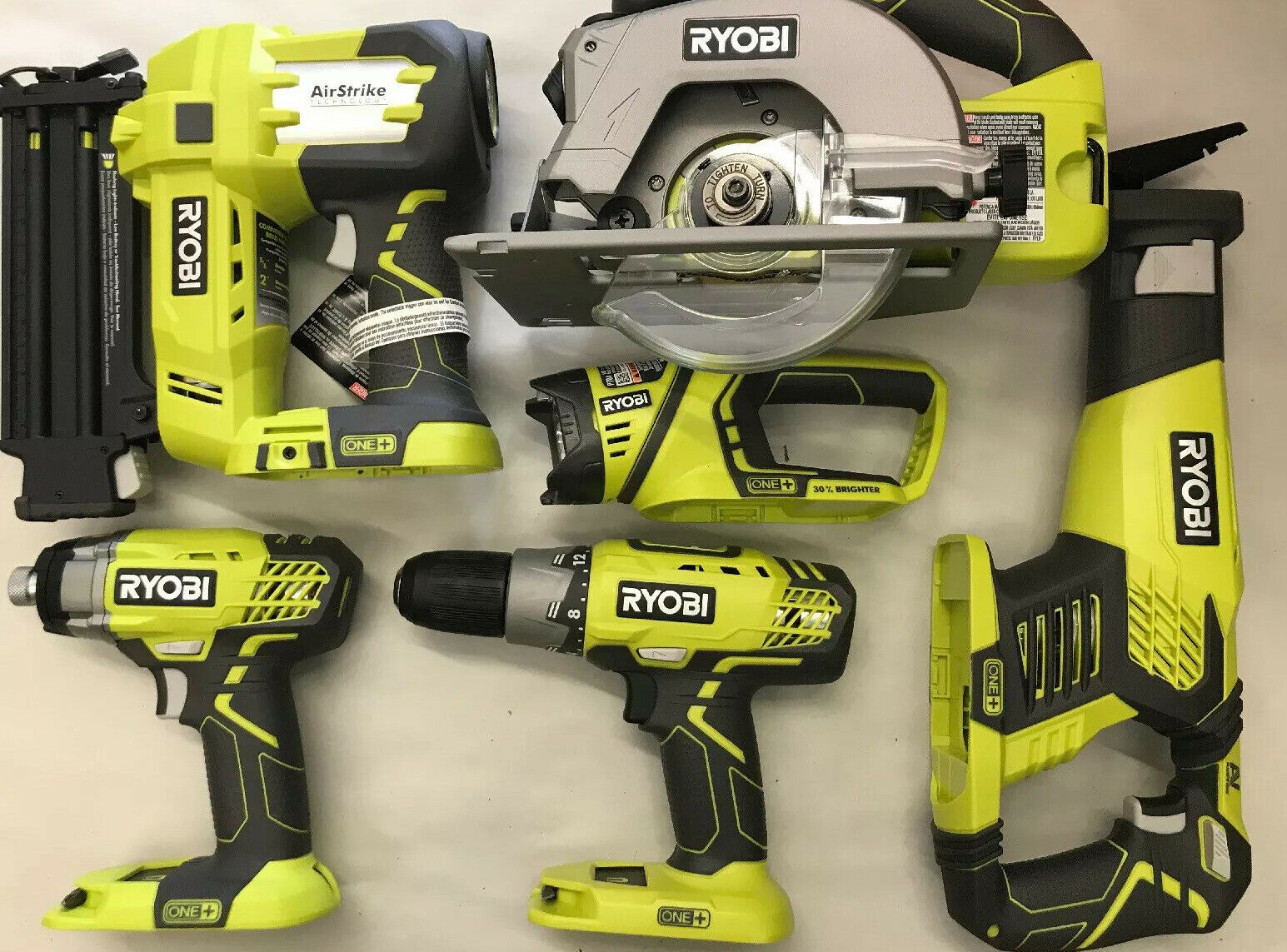 2020 RYOBI Cordless 6 Tool Combo Kit ONE+ Lithium Ion Batteries Charger