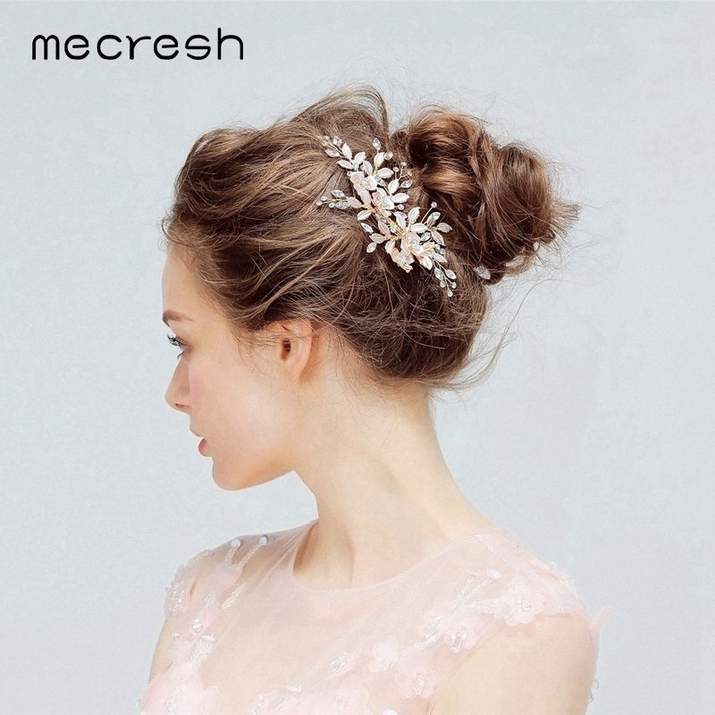 Mecresh Korean Pink Crystal Flower Bridal Headpieces Wedding