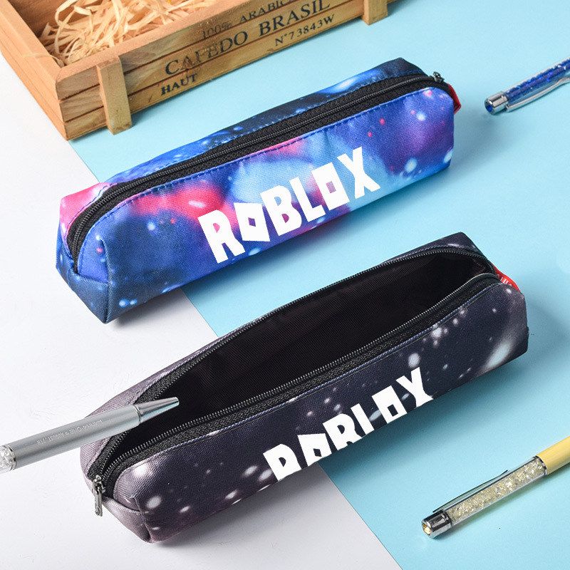 Game Roblox Pencil Star Pattern Bags Pen Case Kid School Stationery Box Game Around Multifunction Makeup Bag - roblox iron on patch
