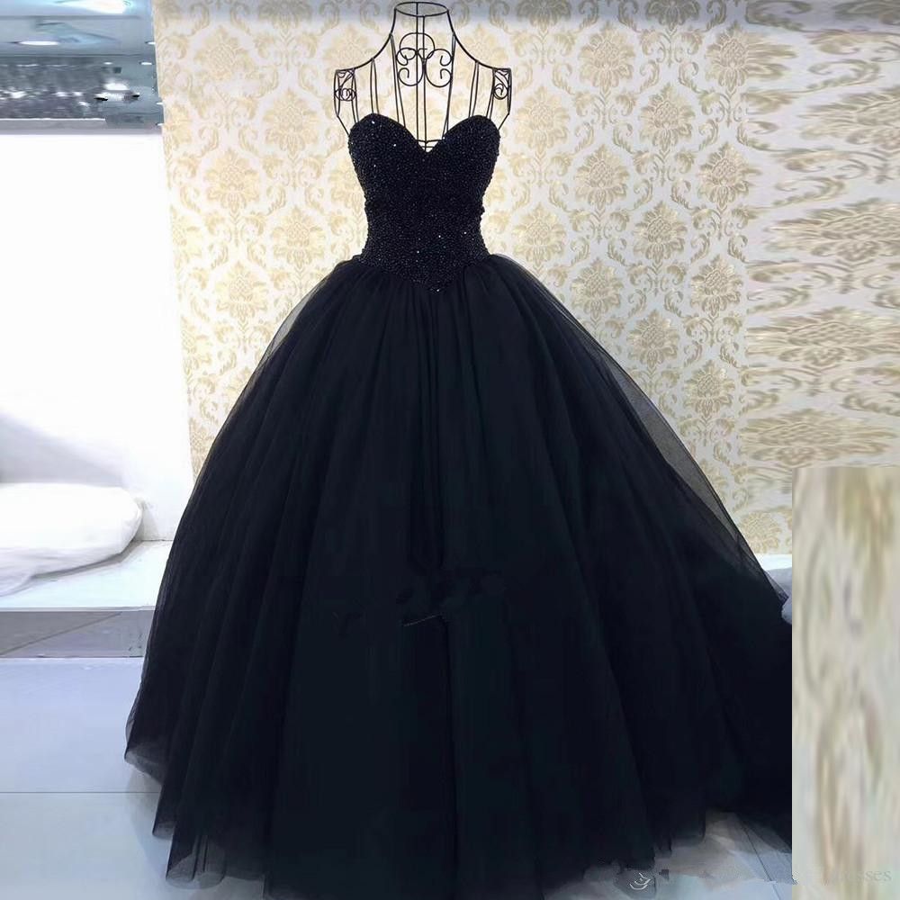 Real Image 2020 Luxury Red Black Sweet 16 Dresses Cheap Quinceanera ...