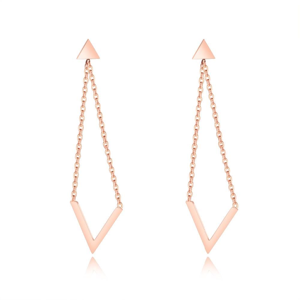 Unregelmäßige Frauen Lange Ohrringe Kronleuchter Charme Für Weibliche Rose Gold Edelstahl Mode Baumeln Ohrring Schmuck Ge440