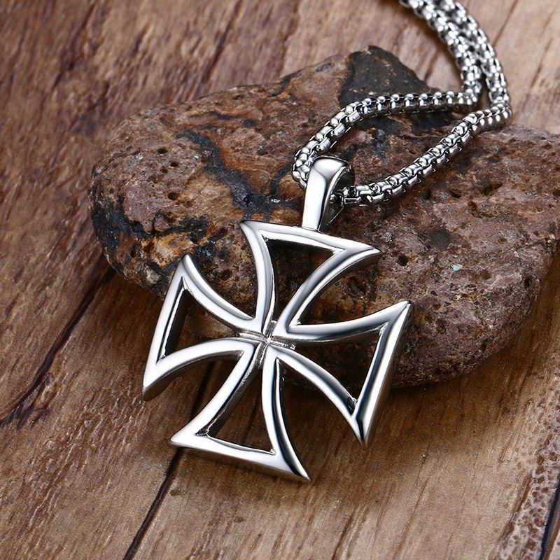 Whole Stylish Mens Necklace Stainless Steel Vintage Hollow Whole Stylish Mens Necklace Stainless Steel Vintage Hollow Maltese Iron Cross Pendant Knights Templar Male Jewelry Diamond Necklaces