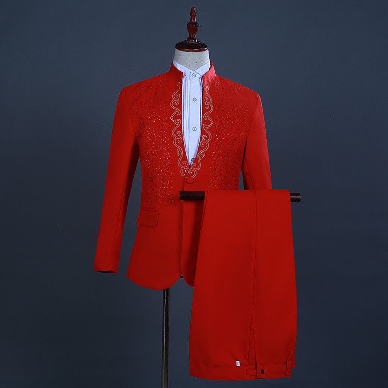 red and white suit for wedding
