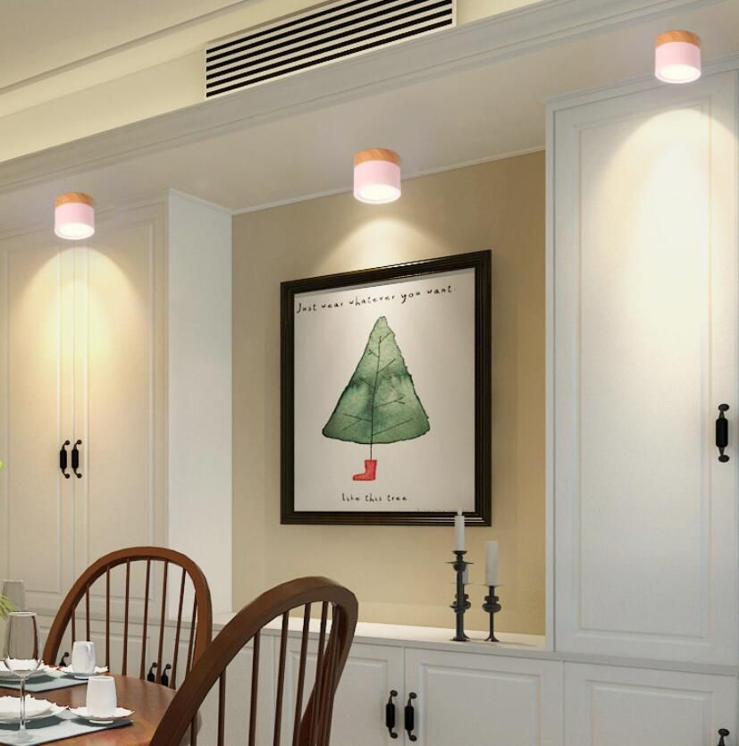 Ceiling Lights Nordic Wood 10w 15w Led Lamp For Living Room Bedroom Kids Aisle Corridor Spot Light Home Fixture