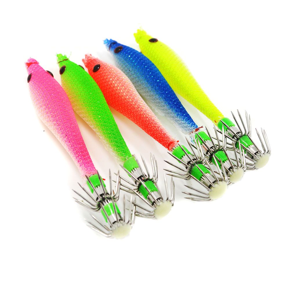 2021 90mm 2 Luminous Squid Hook Soft Squid Jigs Fishing Lures Octopus