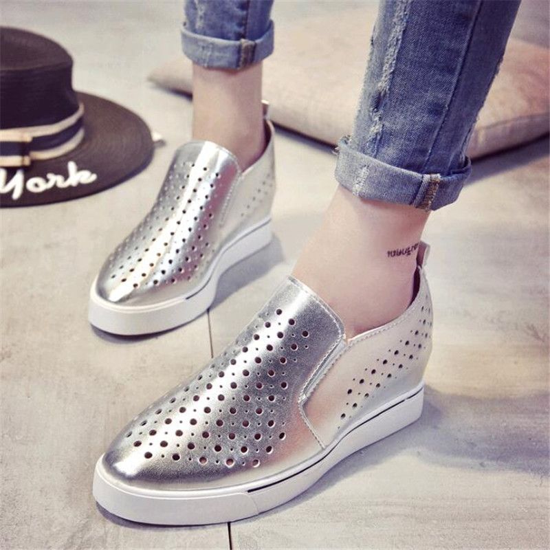 Up Atmungsaktiv Aushöhlen Kleid Designer Schuhe 2019 Plattform Sneakers Dicke Weiß Lace Creepers Damen Sohle Keilsling QCrdtsh