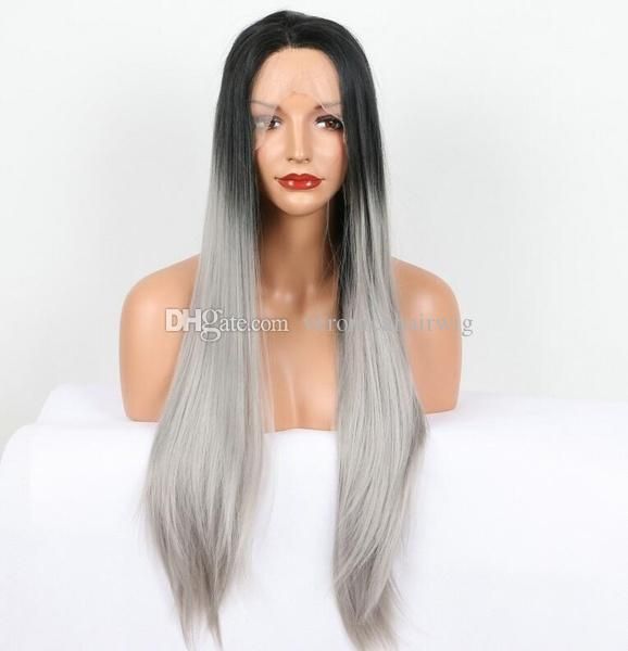 High Quality 180 Density 1b Silver Ombre Silky Straight Heat