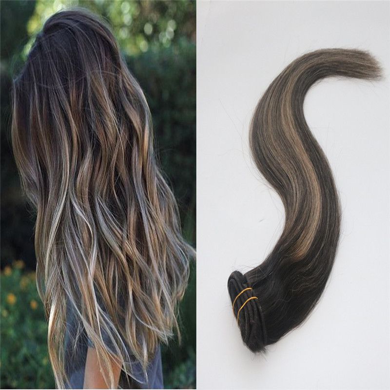 Human Hair Extensions Clip In Darker Brown To Blonde 