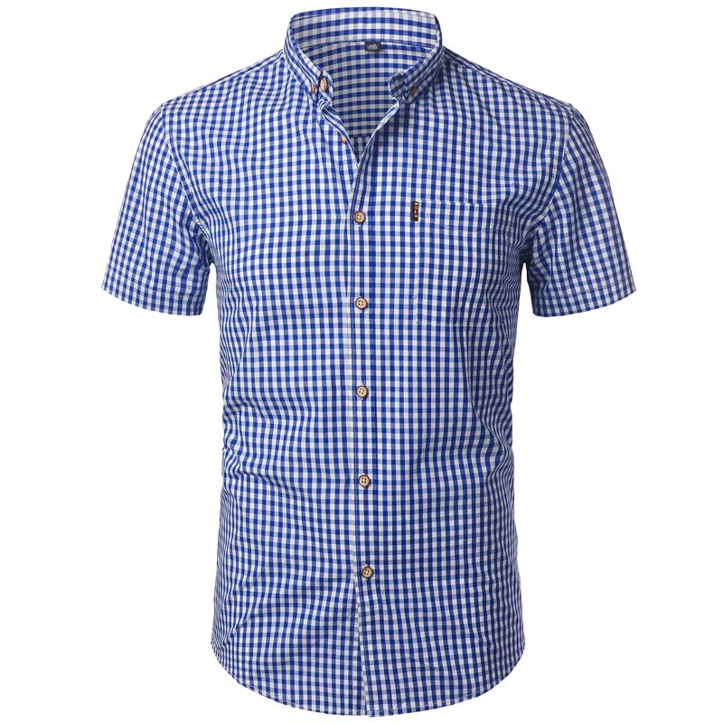 2020 Small Plaid Shirt Men Summer New Short Sleeve Cotton Mens Dress ...