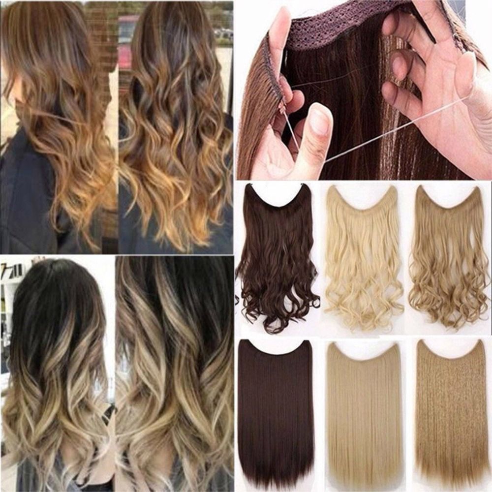 Long Synthetic Hair Heat Resistant Hairpiece Fish Line Straight