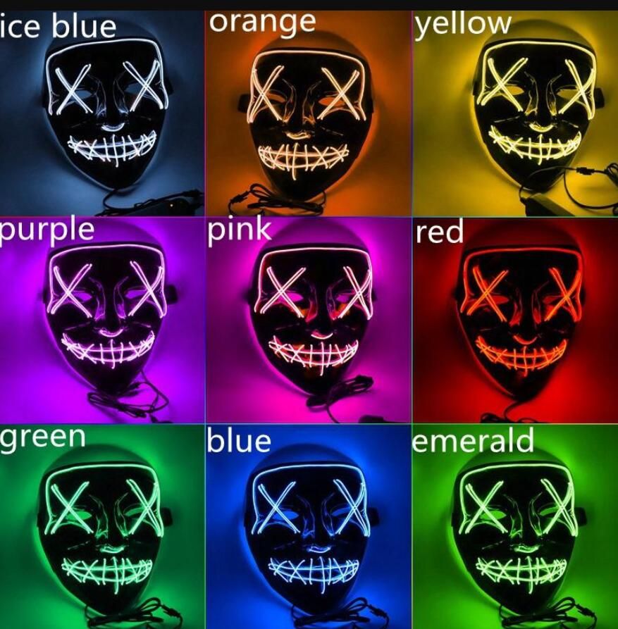 Cheap Halloween Mask LED Glowing Masks Light Up Party Masks Neon Maska