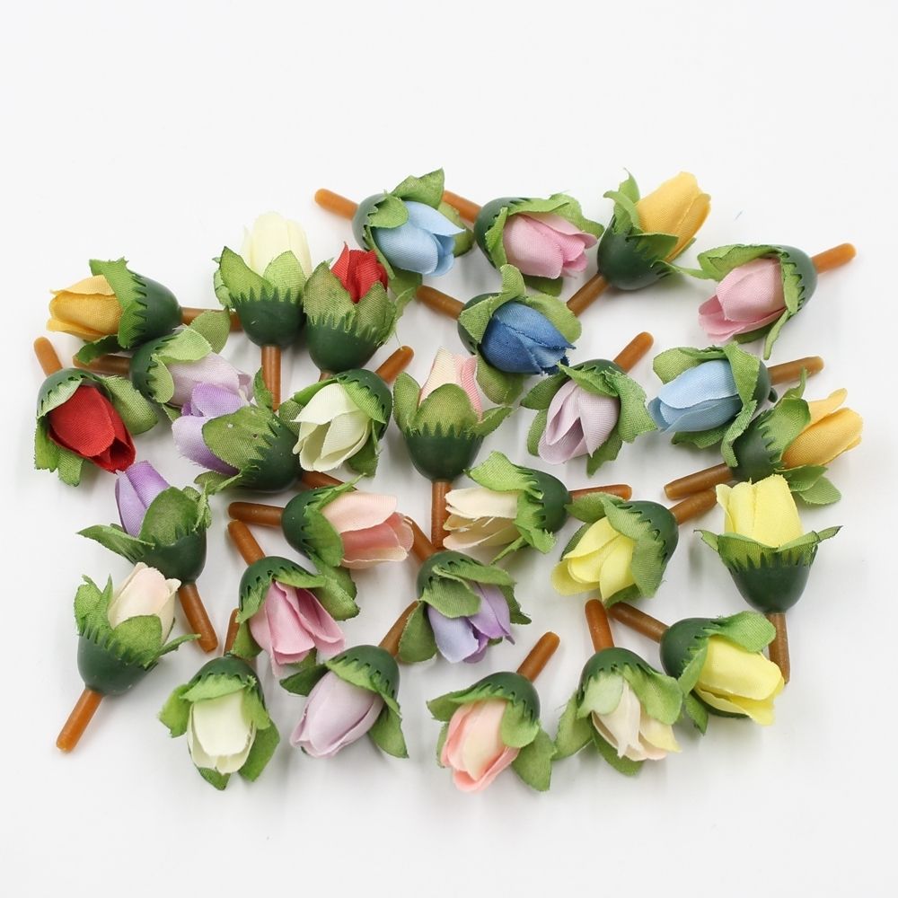 Artificial Mini Silk Rose Flower Bud For Wedding Decorative Artificial Mini Silk Rose Flower Bud For Wedding Decorative Diy Wreath Sbook Gift Box Craft Flowers