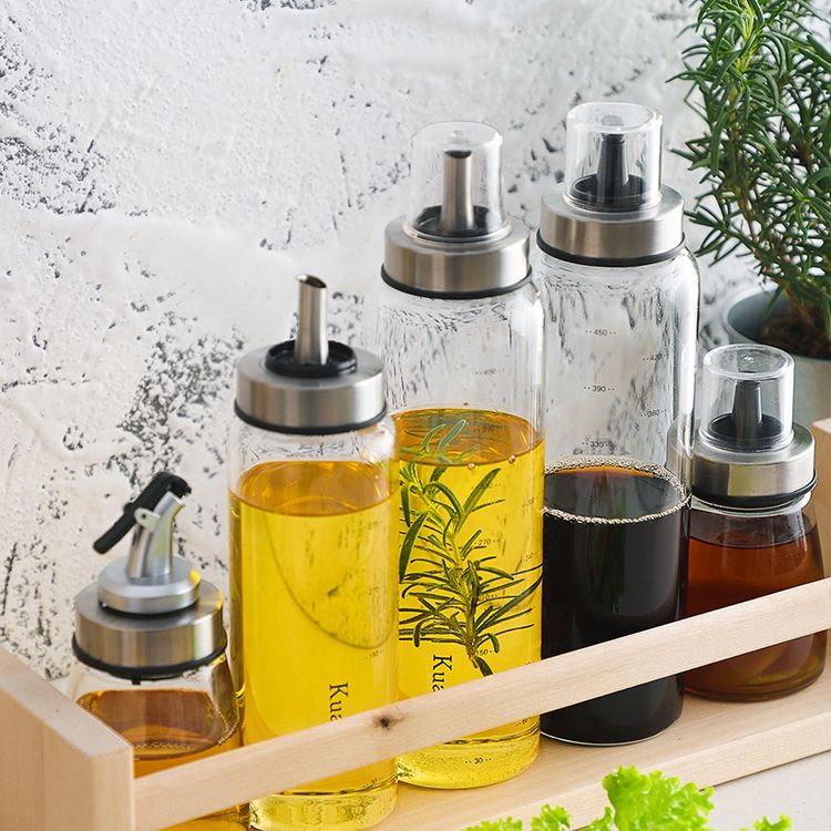 2020 Oil And Vinegar Bottle Set With Stainless Steel Rack And Removable