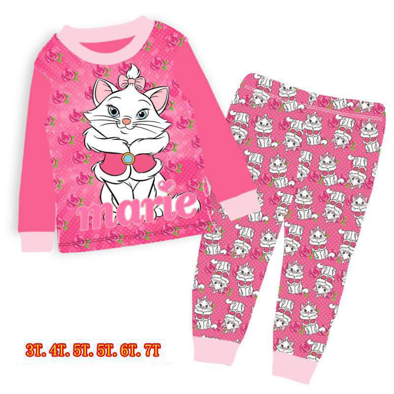 Wholesale Baby Girls White Cat Pajamas 2018 Kids Long Sleeve Clothing