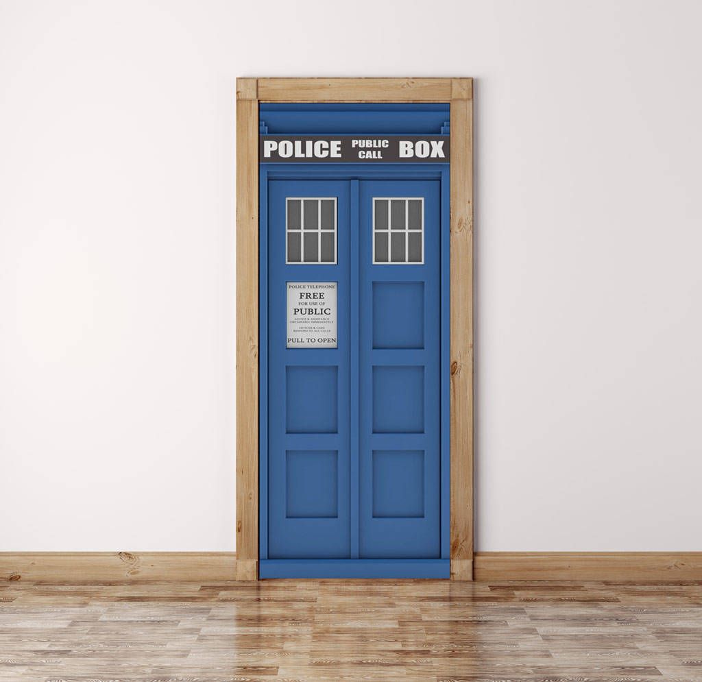 Free Diy Door Sticker Police Public Call Box Decals Decorations For Bedroom Living Room Wallpapers Decal Home Accessories