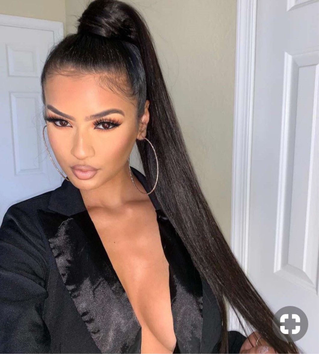 straight pony tail human hair silky and sleek european