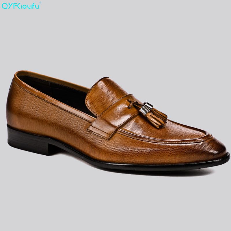QYFCIOUFU Italienische Designer Männer Oxford Echtes Leder Schuhe Hohe Qualität Kuh Leder Luxus Komfort Quaste Party Arbeitsschuhe Fairer Preis Echtes Leder kuh wildleder winter männer