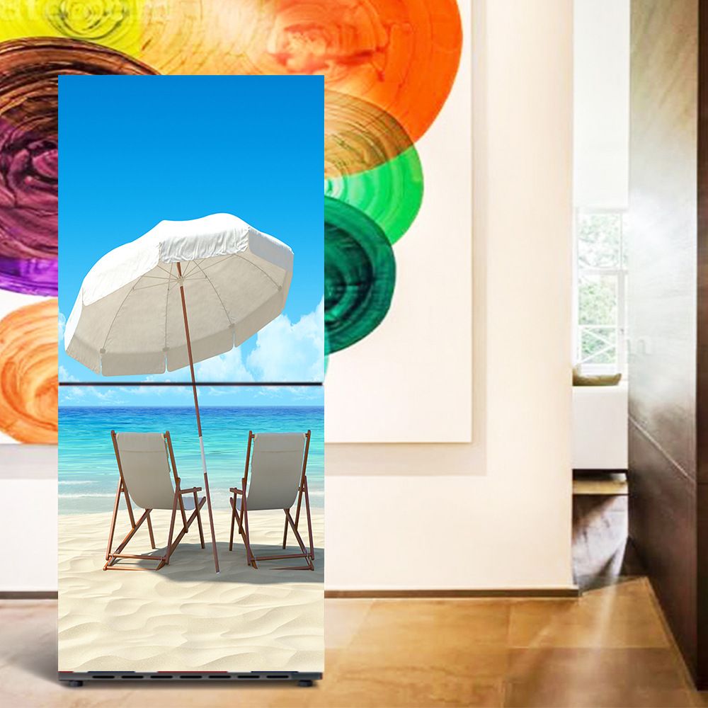 оптовая белый Umbrell на пляже Selfadhesive посудомоечная машина холодильник заморозить наклейка детские искусства холодильник дверь крышка обои