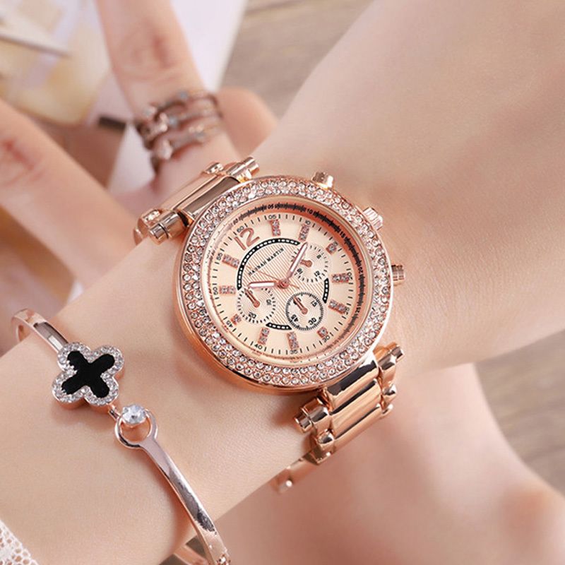 Luxury Brand Women Bracelet Watches Rose Gold Steel Ladies Quartz Clock