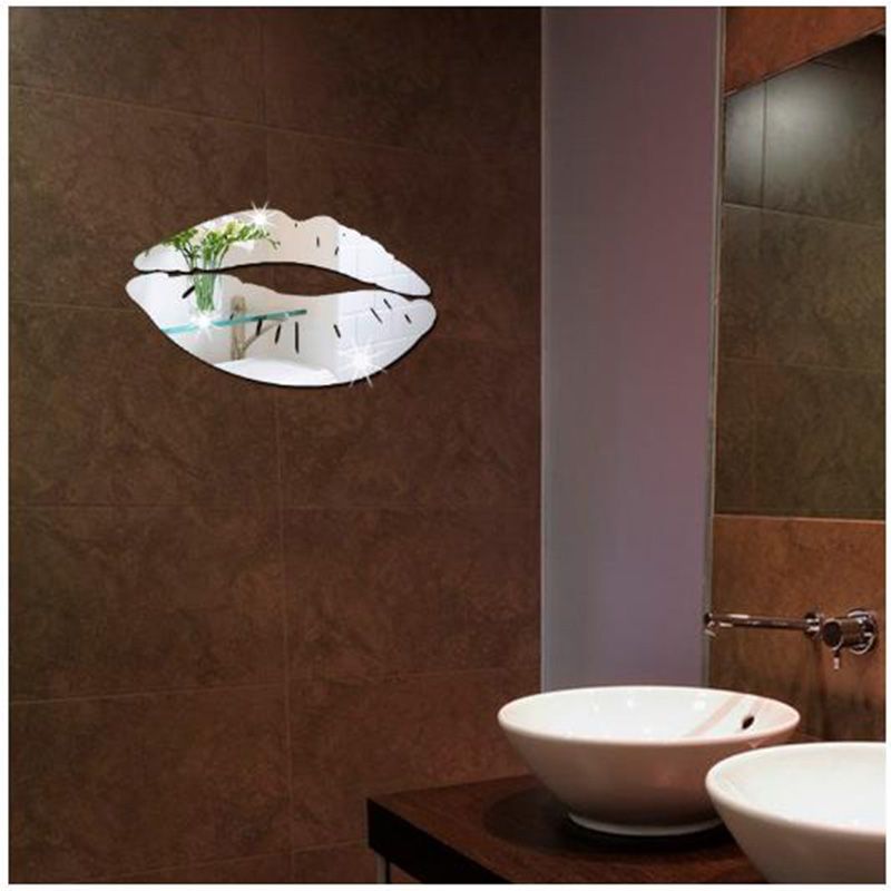 Home Decoration Acrylic Mirror Silver Wall Stickers Lips Crystal Paste The Bedroom Laser Engraving