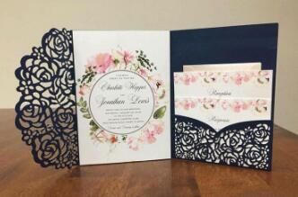 2019 Affordable Wedding Invites Laser Cut Pocket Wedding Invitation